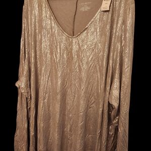 Lane Bryant Shimmering Silver V-Neck Blouse